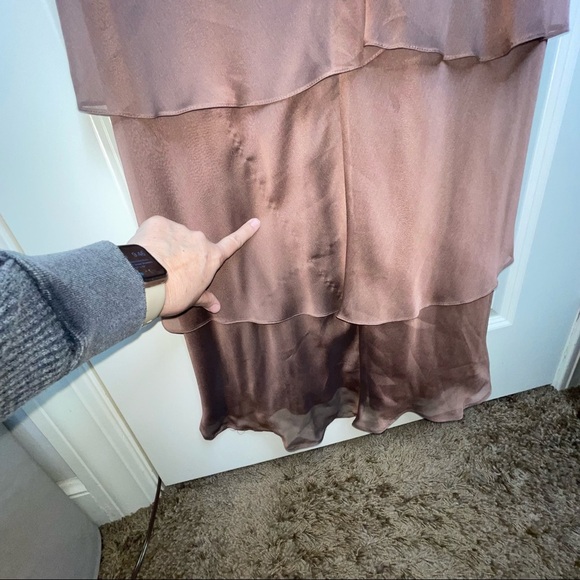 Adrianna Papell Occasions Flutter Sleeve Tiered Chiffon Gown Brown 10 - Picture 12 of 17